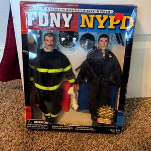 FDNY & NYPD Collector Action Figures - Firefighter & Police Officer - Black
